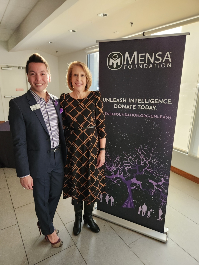 Mensa Foundation Board President Nguyen Pham and Director Jill Beckham at the Spring Reception.
